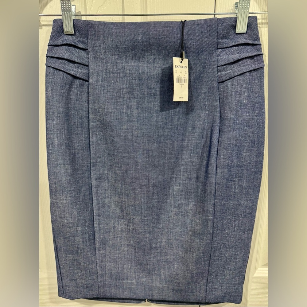 Express Women's Denim Blue Pencil Skirt